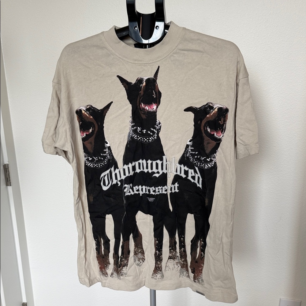 Doberman Graphic Tee in Beige